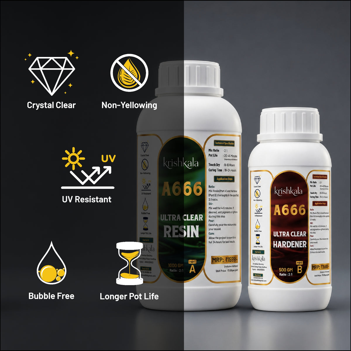 Krishkala Premium Crystal Clear Epoxy Resin Kit