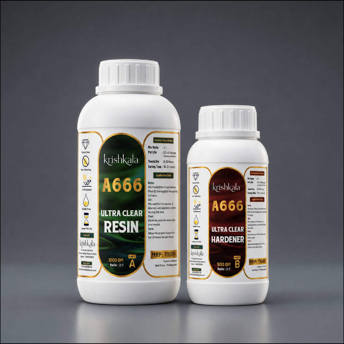 Krishkala Premium Crystal Clear Epoxy Resin Kit