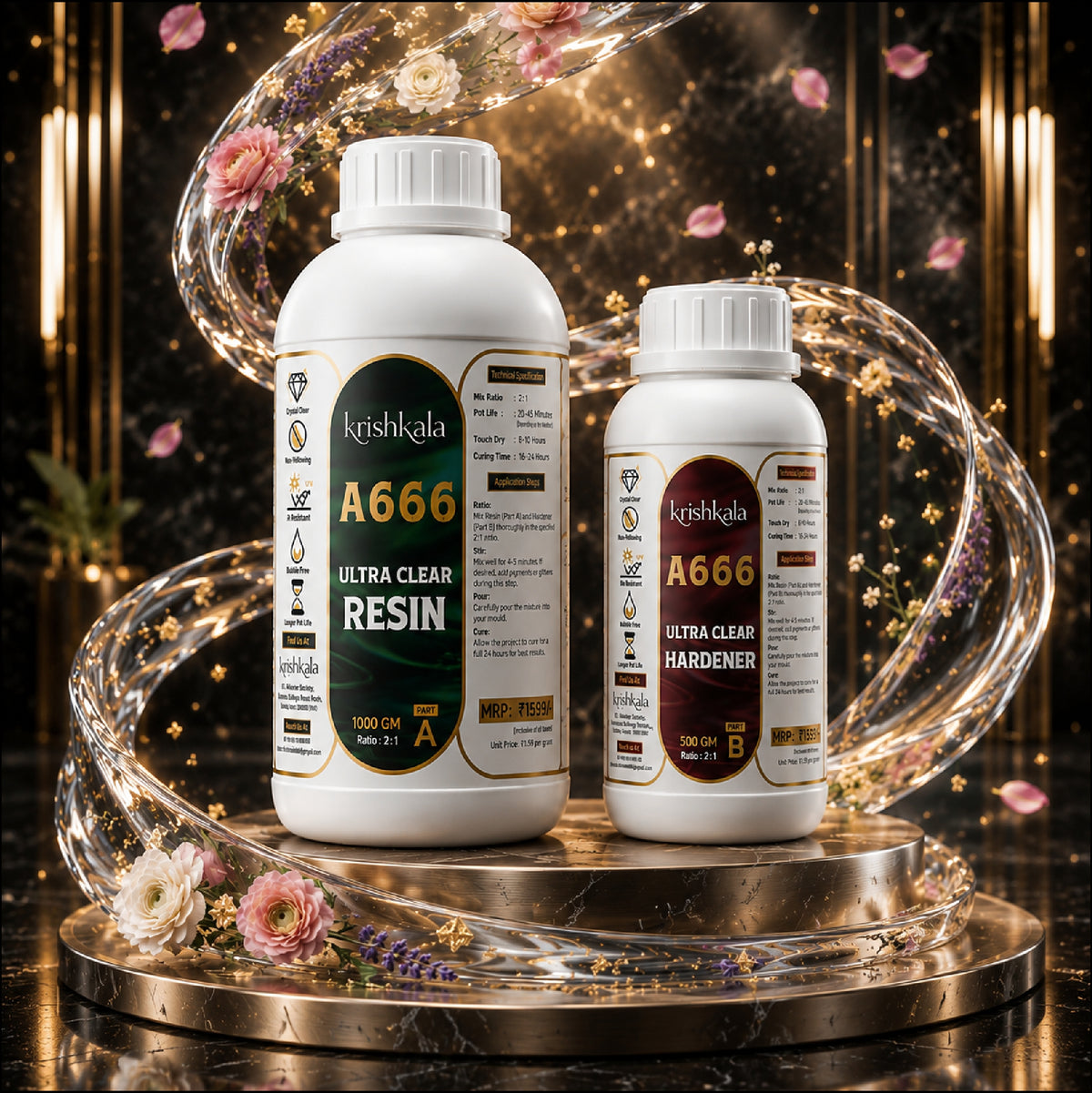 Krishkala Premium Crystal Clear Epoxy Resin Kit